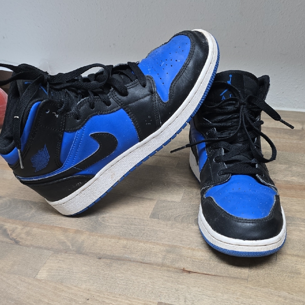 Nike Air Jordan 1 Mid Big Boys Royal Blue Black 5.5